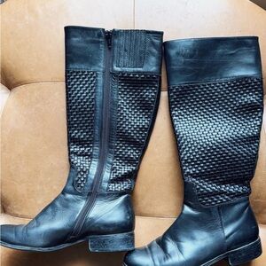 Black Leather Knee-High Boots